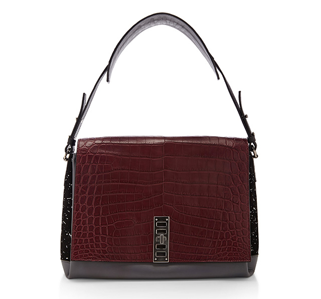 Proenza Schouler PS Elliot Shoulder Bag Burgundy Croc