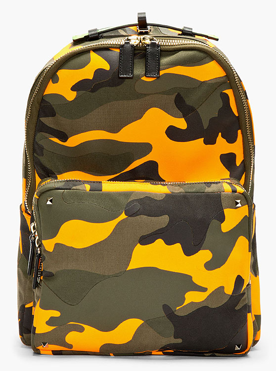 camo and orange backpack