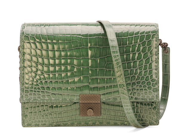 Bottega Veneta Crocodile Top Flap Accordion Shoulder Bag