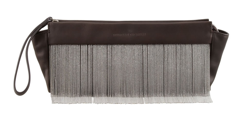 Brunello Cucinelli Beaded Fringe Wristlet Clutch Bag