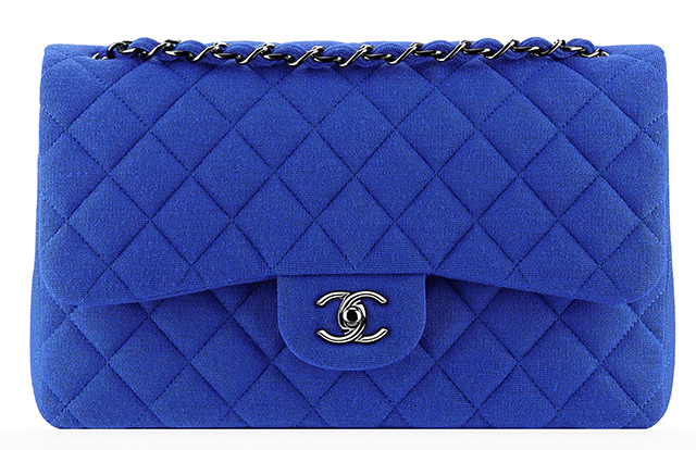 Chanel Jersey Classic Flap Bag Blue