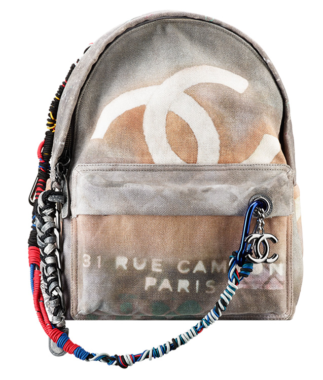 Chanel Light Grey Graffiti Backpack