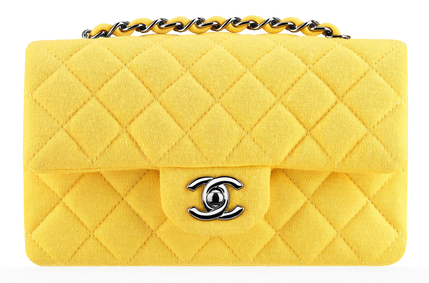 Chanel Small Jersey Classic Flap Bag Yellow