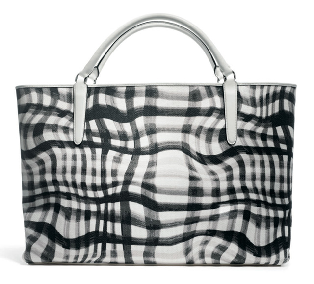 Coach Wavy Gingham East-West Town Tote Black