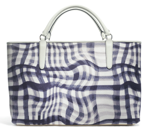 Coach Wavy Gingham East-West Town Tote Navy