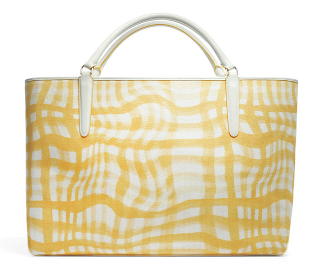 Coach Wavy Gingham East-West Town Tote Yellow