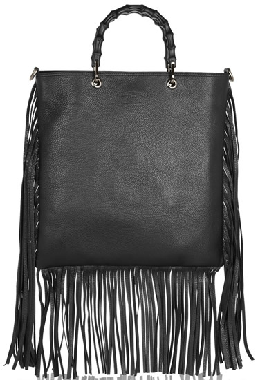 Gucci Fringed Textured-Leather Tote