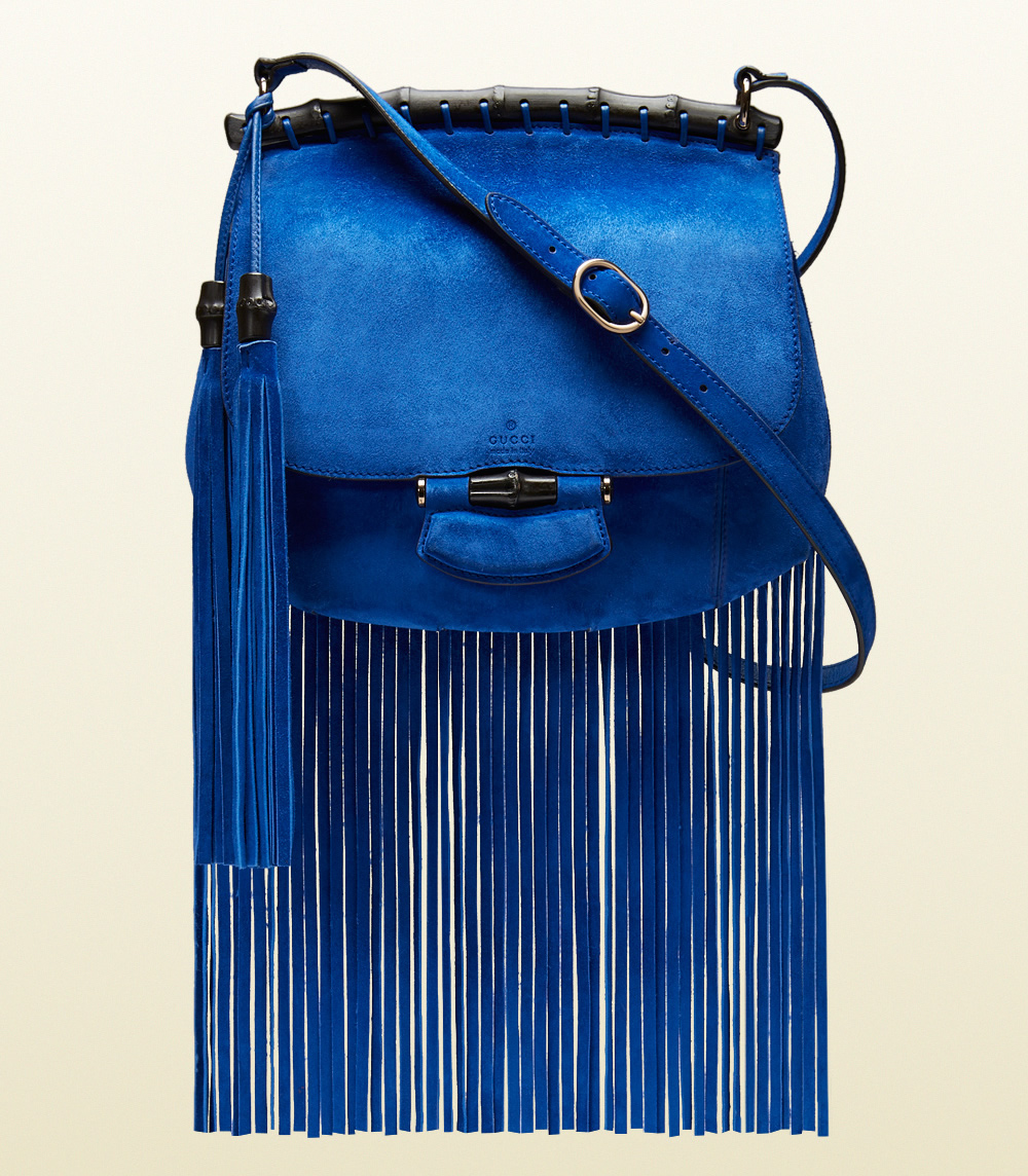 Gucci Nouveau Fringe Suede Shoulder Bag