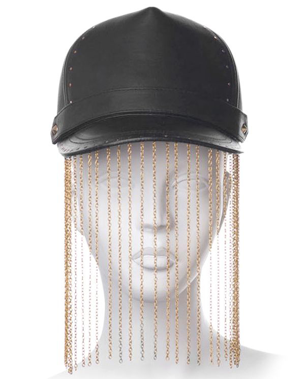 House of Malakai Chain Fringed Leather Cap