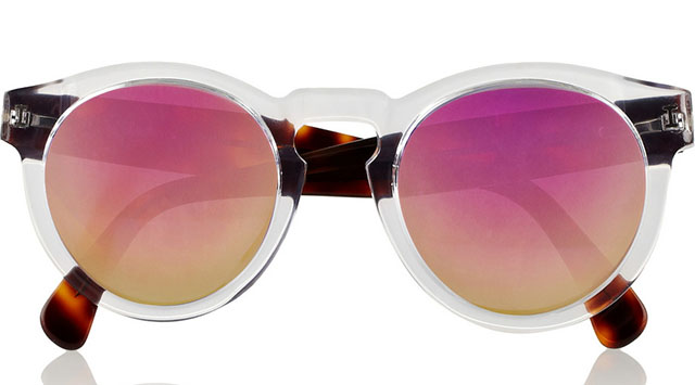 Illesteva Leonard Round Frame Acetate Mirrored Sunglasses