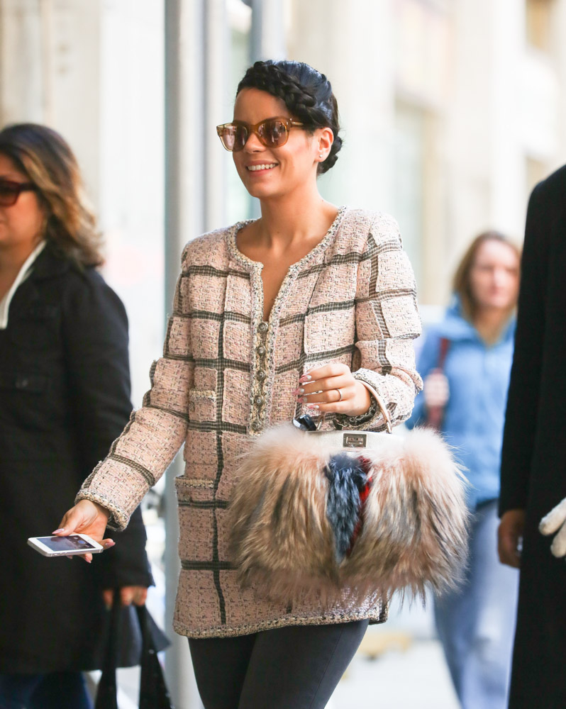 Lily Allen Fendi Fur Peekaboo Bag-4