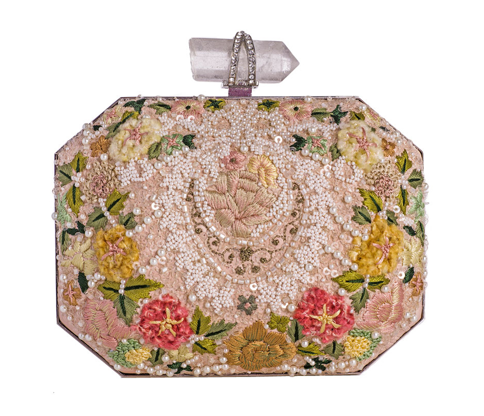 Marchesa Floral Embroidered Box Clutch