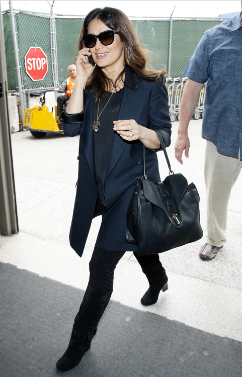 Salma Hayek Carries Balenciaga at the Airport PurseBlog