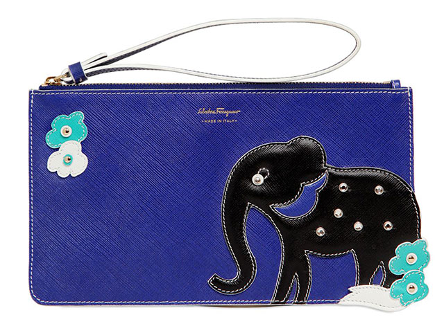Salvatore Ferragamo Elephant Saffiano Clutch