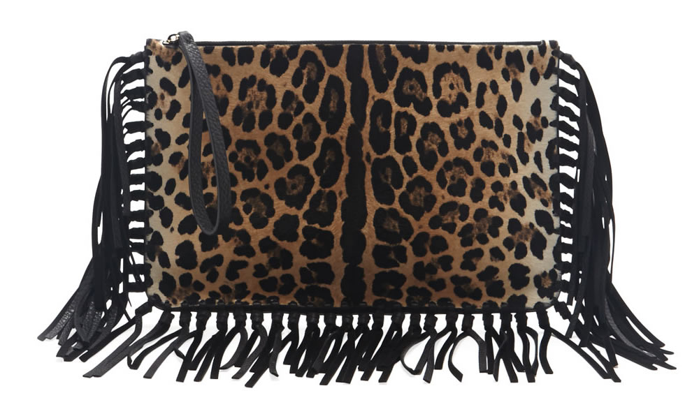 Valentino Calf Hair Fringe Clutch Bag