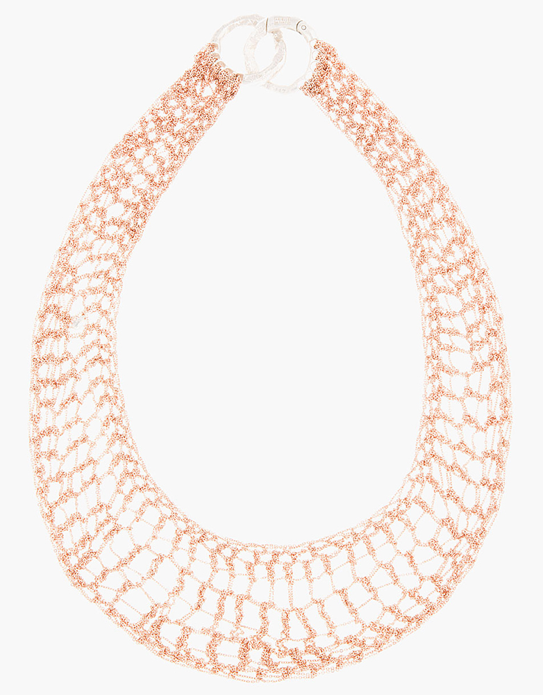 Arielle de Pinto Rose Gold Lattice Bib Necklace