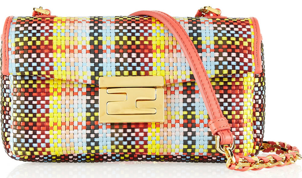 Fendi Be Baguette Mini Woven Straw Bag