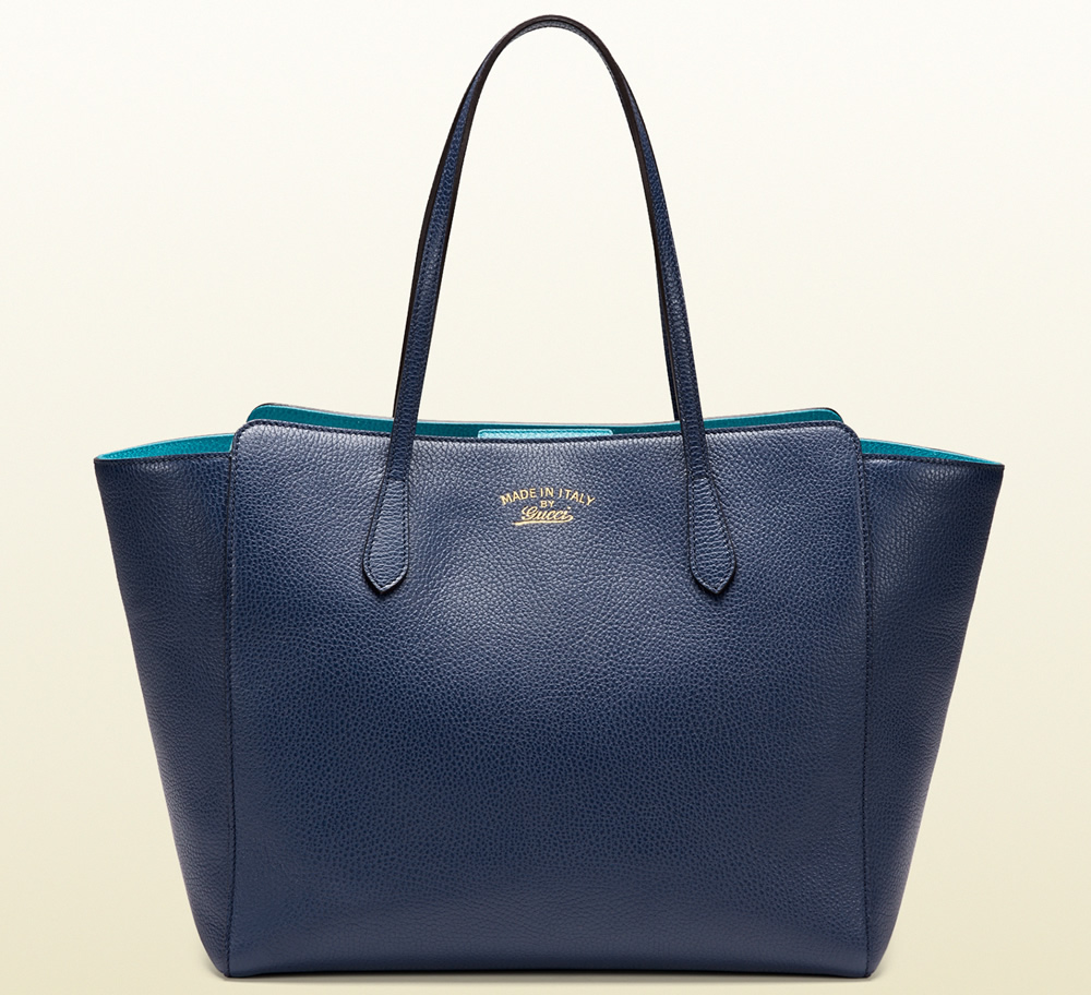 Gucci Swing Leather Tote Blue