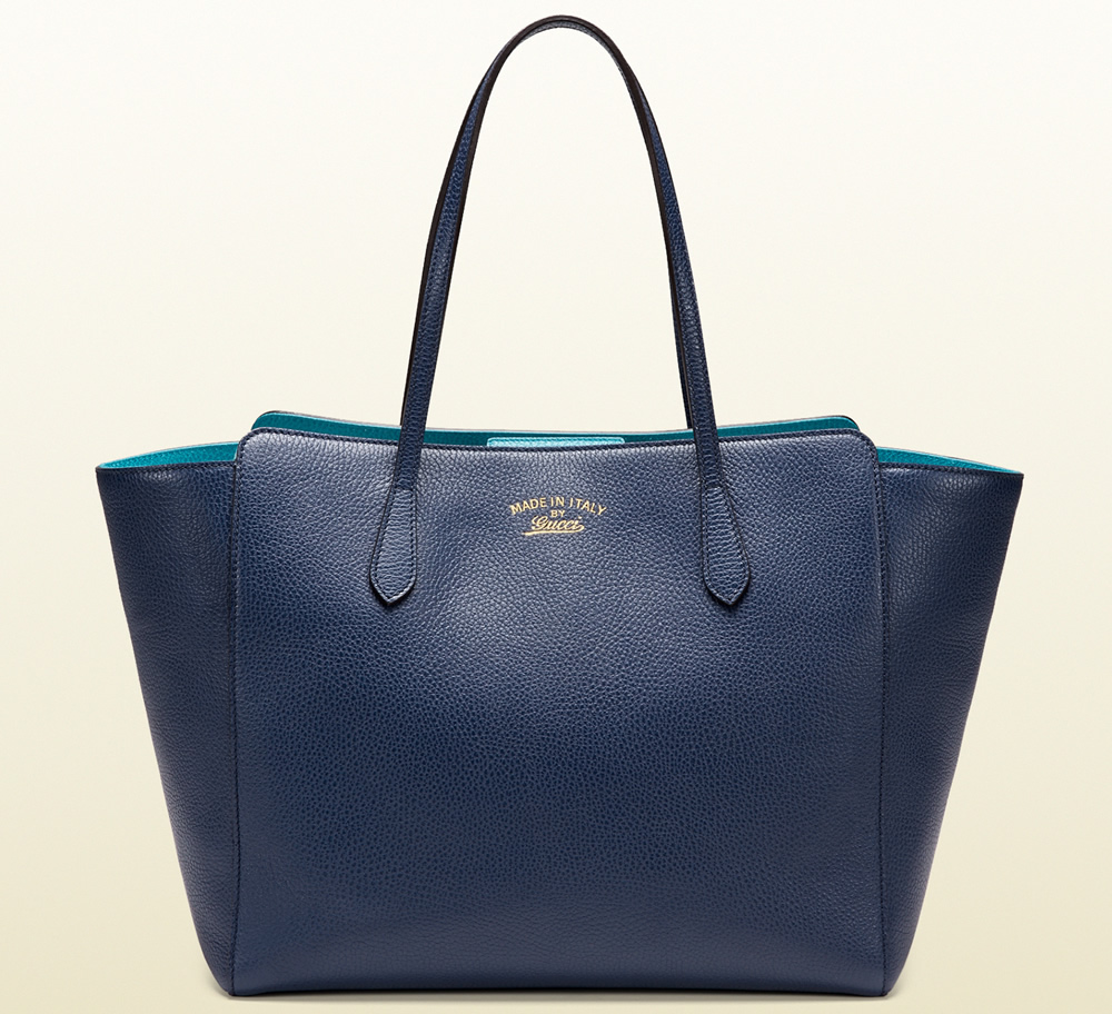 Gucci Swing Leather Tote Blue