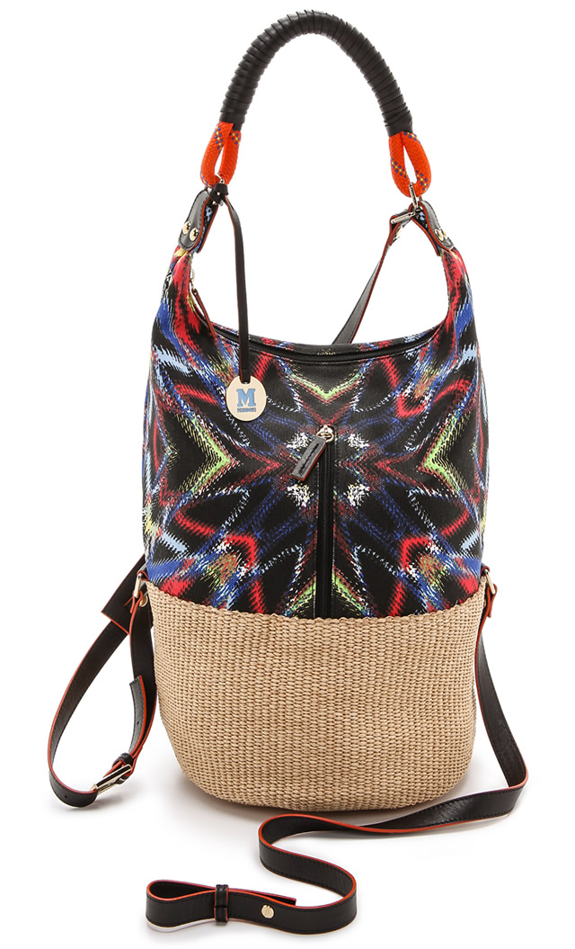 M Missoni Frequency Canvas Raffia Bag