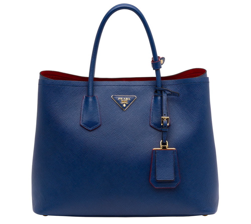 Prada Saffiano Cuir Double Bag Blue