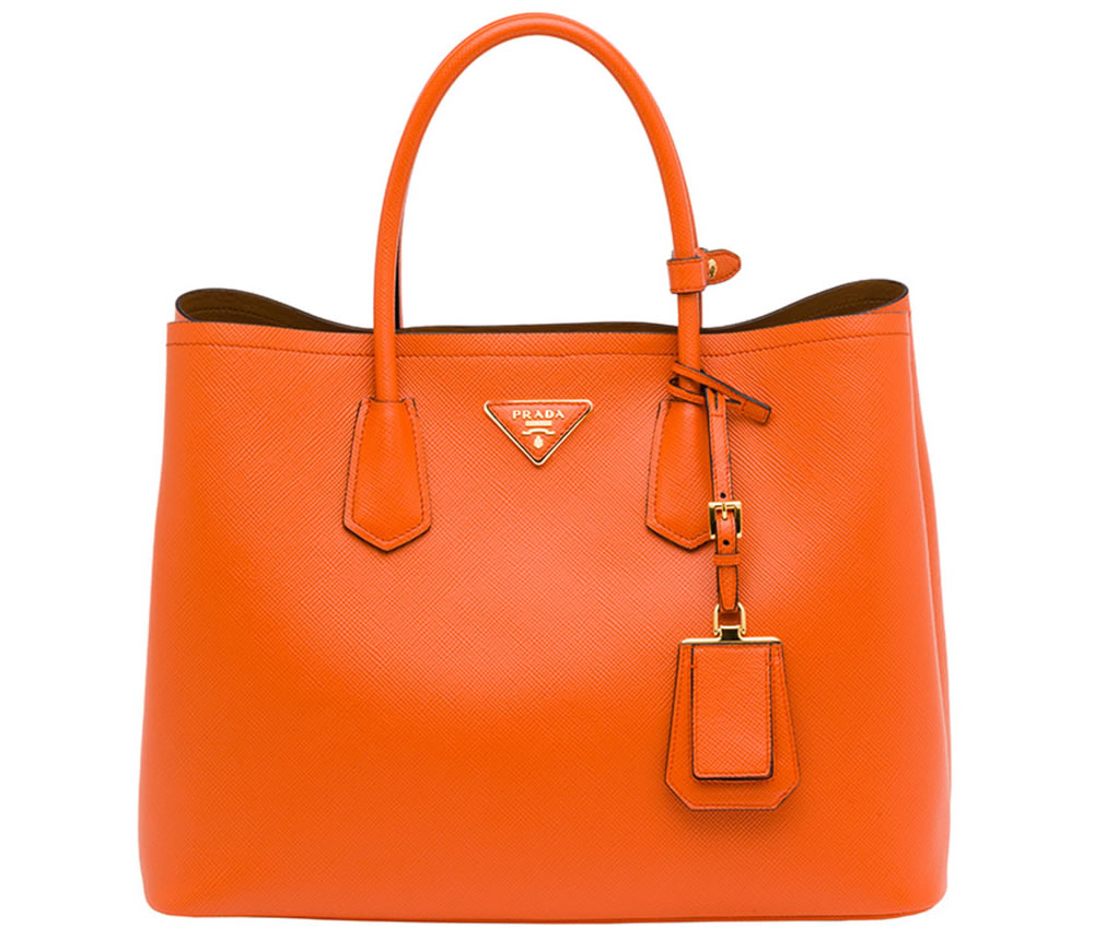 Prada Saffiano Cuir Double Bag Orange