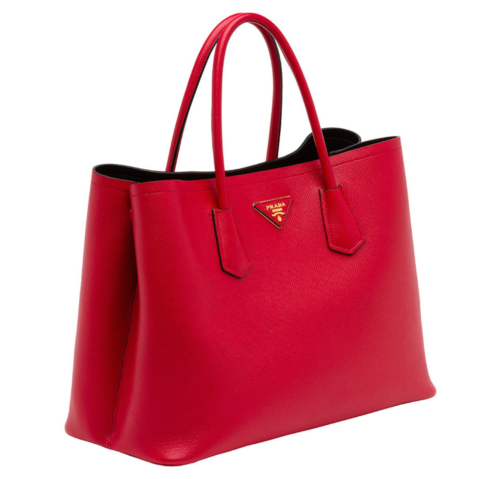 Prada Saffiano Cuir Double Bag Red