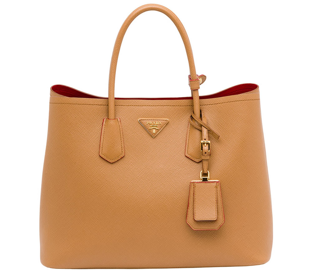 Prada Saffiano Cuir Double Bag Tan