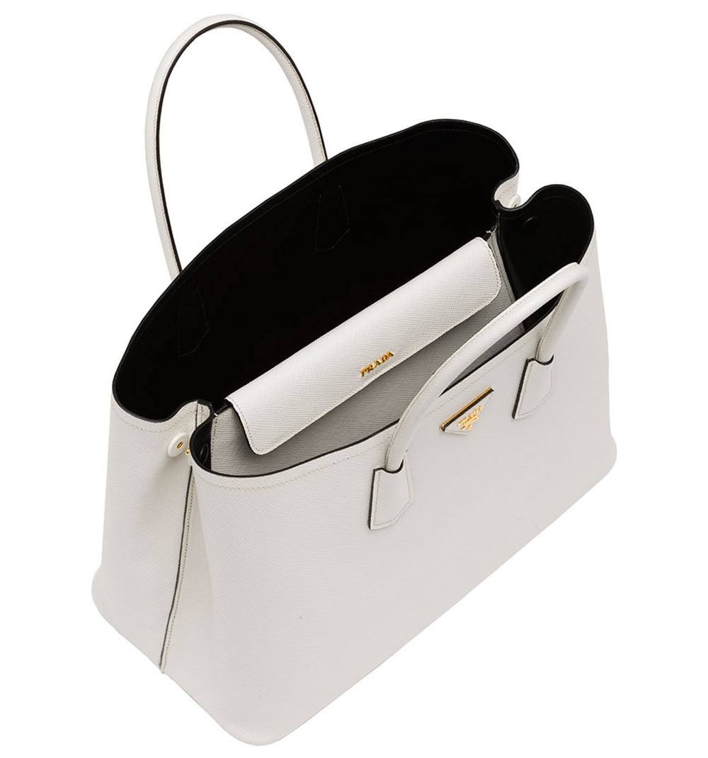 Prada Saffiano Cuir Double Bag White