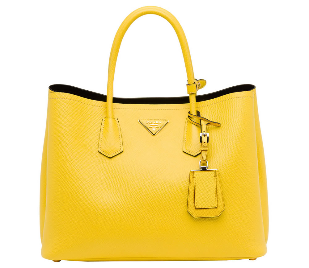 Prada Saffiano Cuir Double Bag Yellow