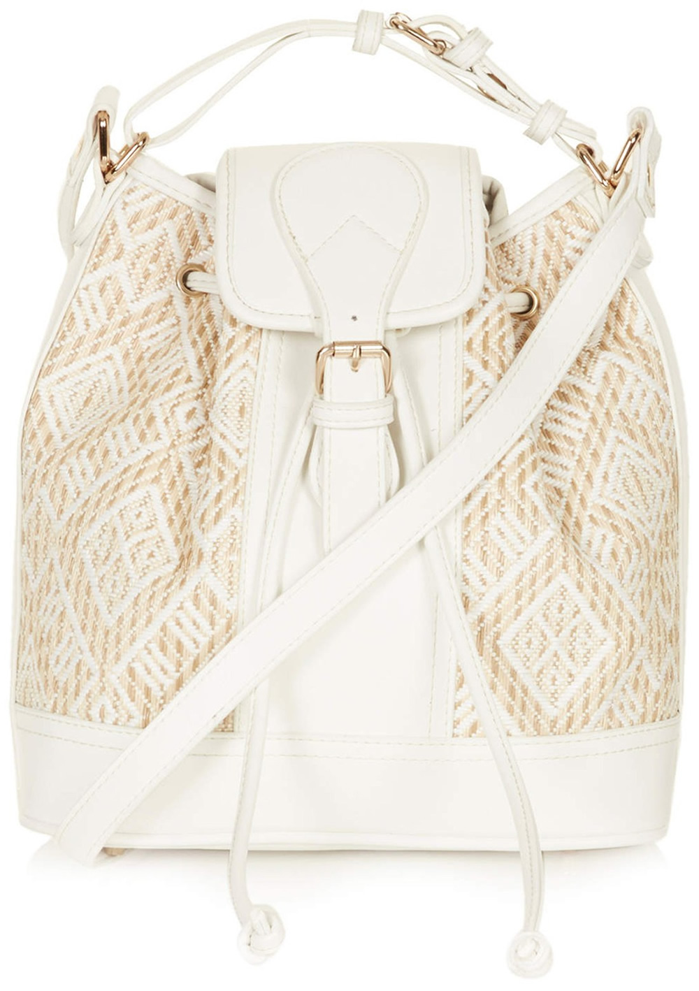 Topshop Woven Straw Panel Duffle Bag