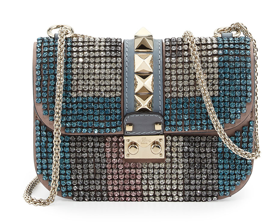 Valentino Glam Lock Crystal Shoulder Bag