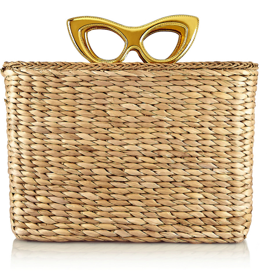 CHARLOTTE OLYMPIA Sunny Basket leather-trimmed raffia tote