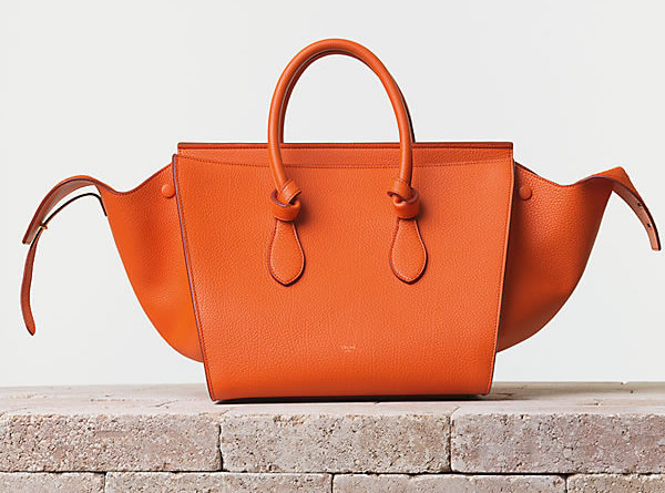 Celine Tie Handbag in Crisped Calfskin Bright Orange