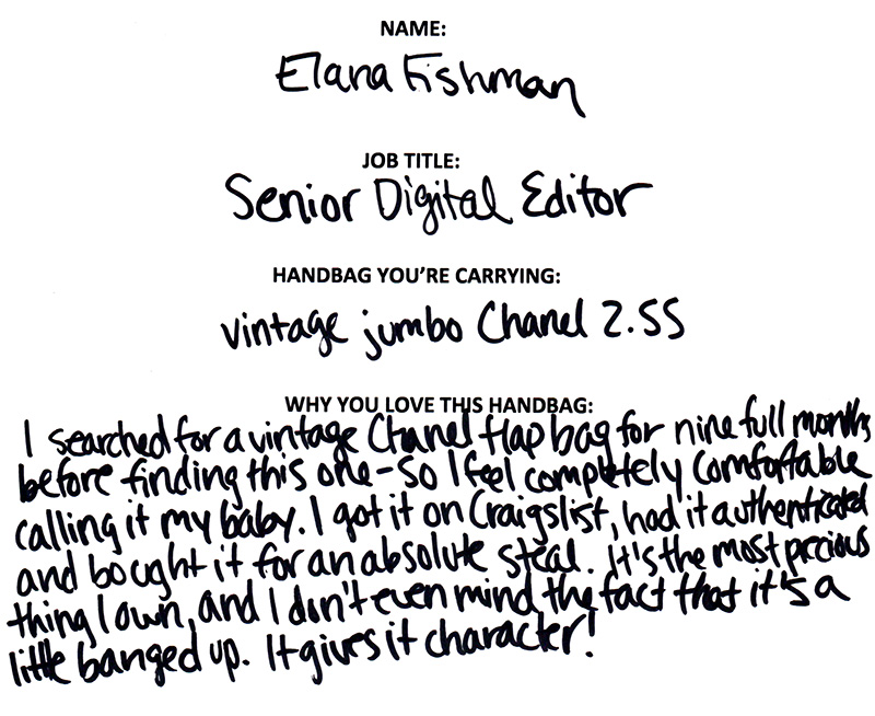 The Many Bags of Lucky Magazine's Editorial Staff 16 Elana Fishman Chanel Vintage Flap Bag Answers