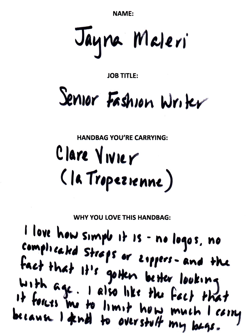 The Many Bags of Lucky Magazine's Editorial Staff 21 Jayna Maleri Clare Vivier La Tropezienne Answers