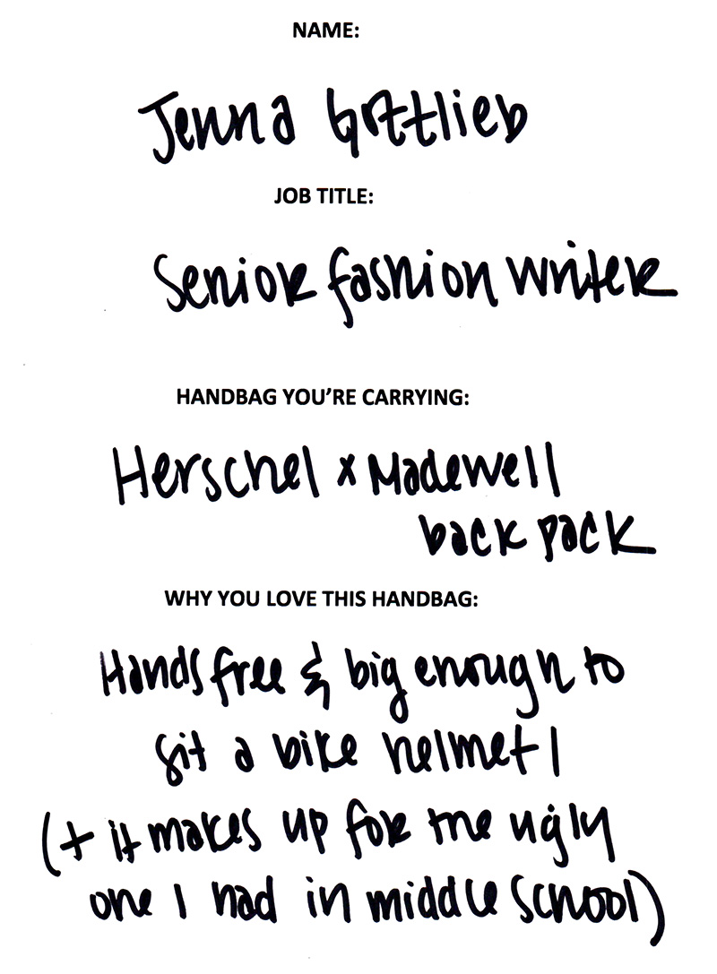 The Many Bags of Lucky Magazine's Editorial Staff 20 Jenna Gottlieb Herschel x Madewell Backpack Answers