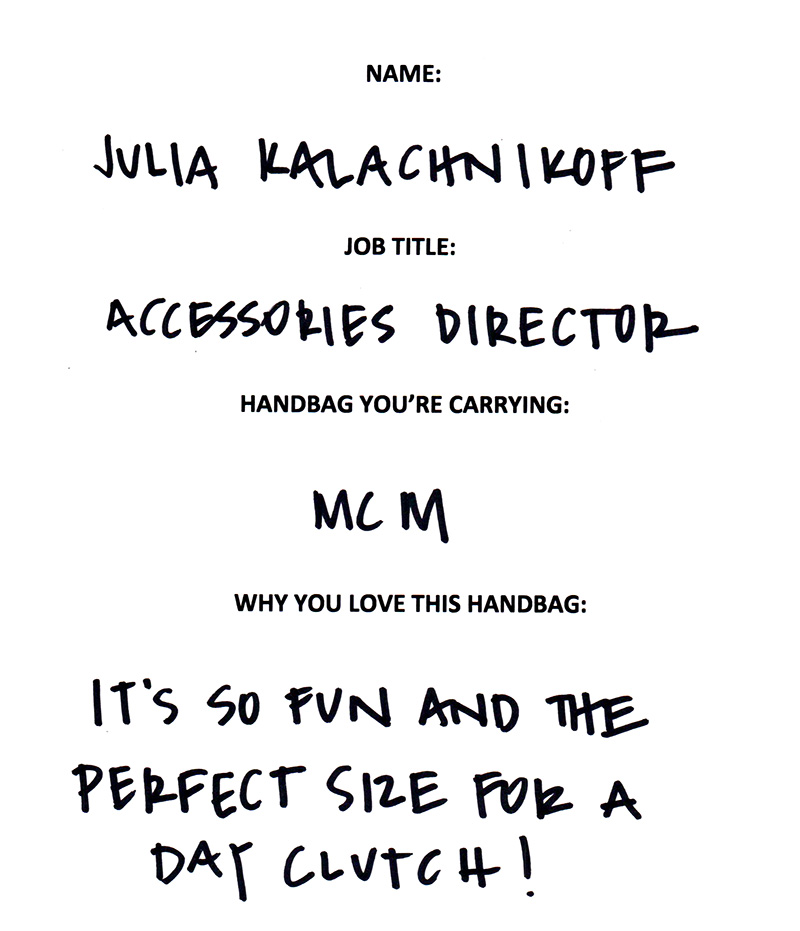 The Many Bags of Lucky Magazine's Editorial Staff 30 Julia Kalachnikoff MCM Answers