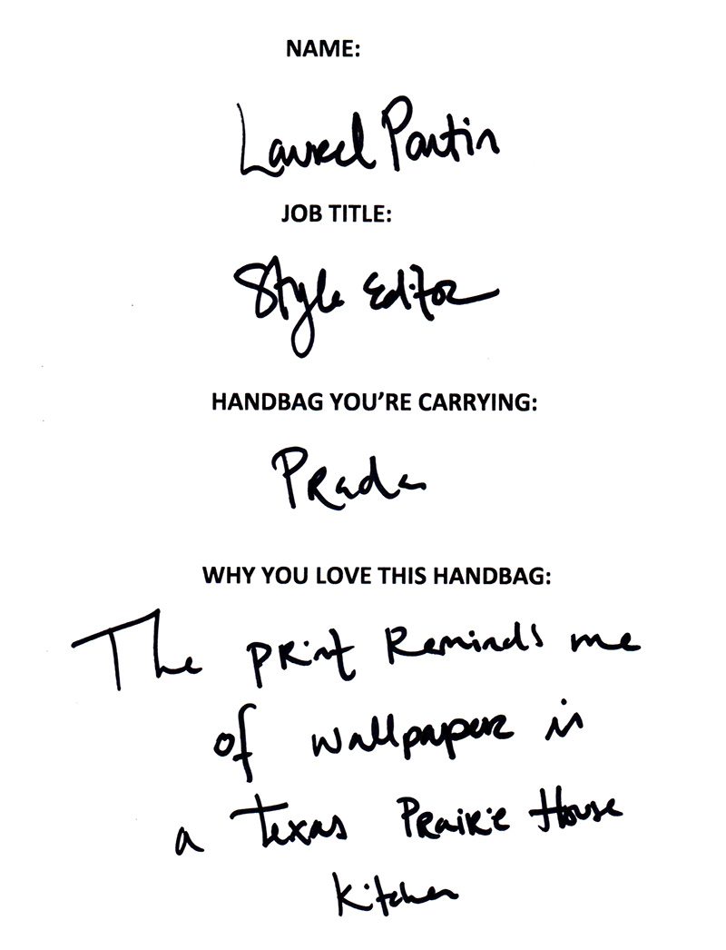 The Many Bags of Lucky Magazine's Editorial Staff 4 Laurel Pantin Prada Answers