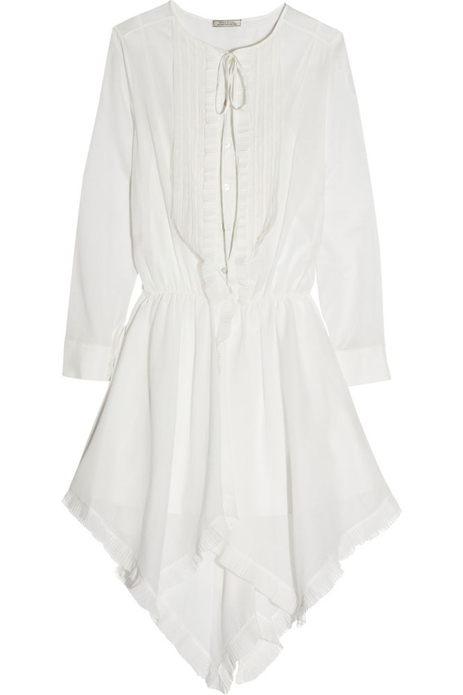 Nina Ricci Plissé-Trimmed Cotton Voile Dress