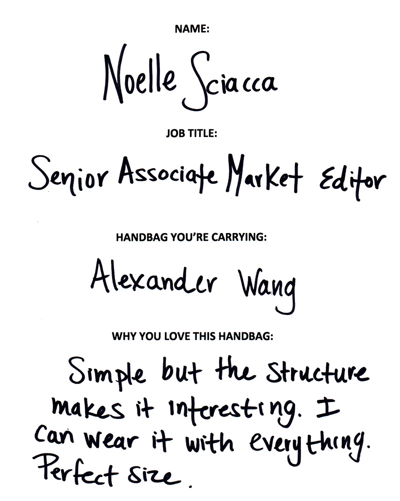 The Many Bags of Lucky Magazine's Editorial Staff 23 Noelle Sciacca Alexander Wang Answers