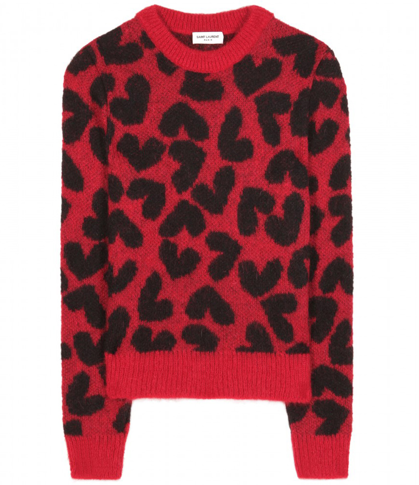 Saint Laurent Heart Intarsia Mohair Blend Sweater