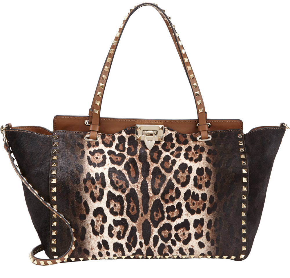 Valentino Leopard Calf Hair Rockstud Trapeze Bag, $3,995 via Barneys