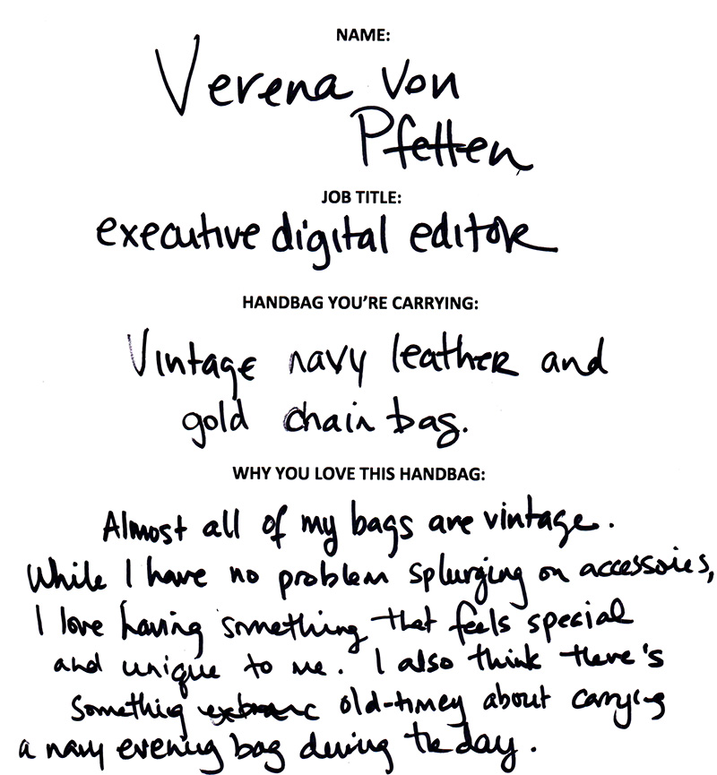 Verena Von Pfeffen Vintage Navy Bag Answers