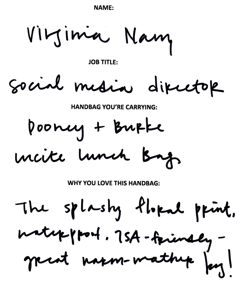 The Many Bags of Lucky Magazine's Editorial Staff 8 Virginia Nam Dooney and Burke Lunch Answers