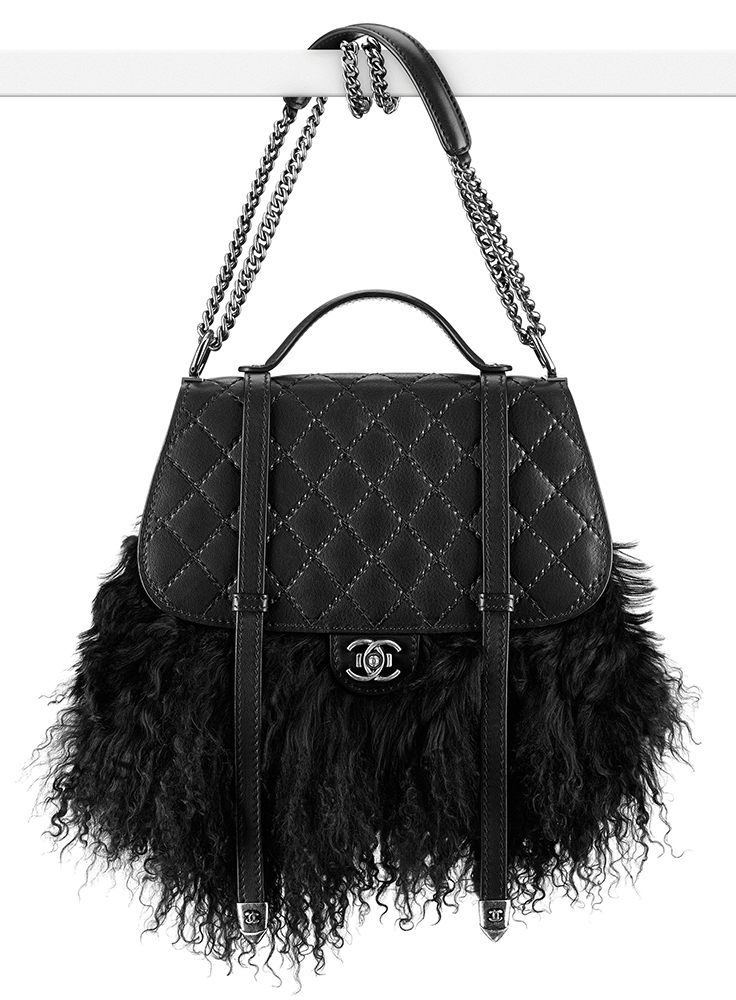 Chanel Fur Double Flap Bag