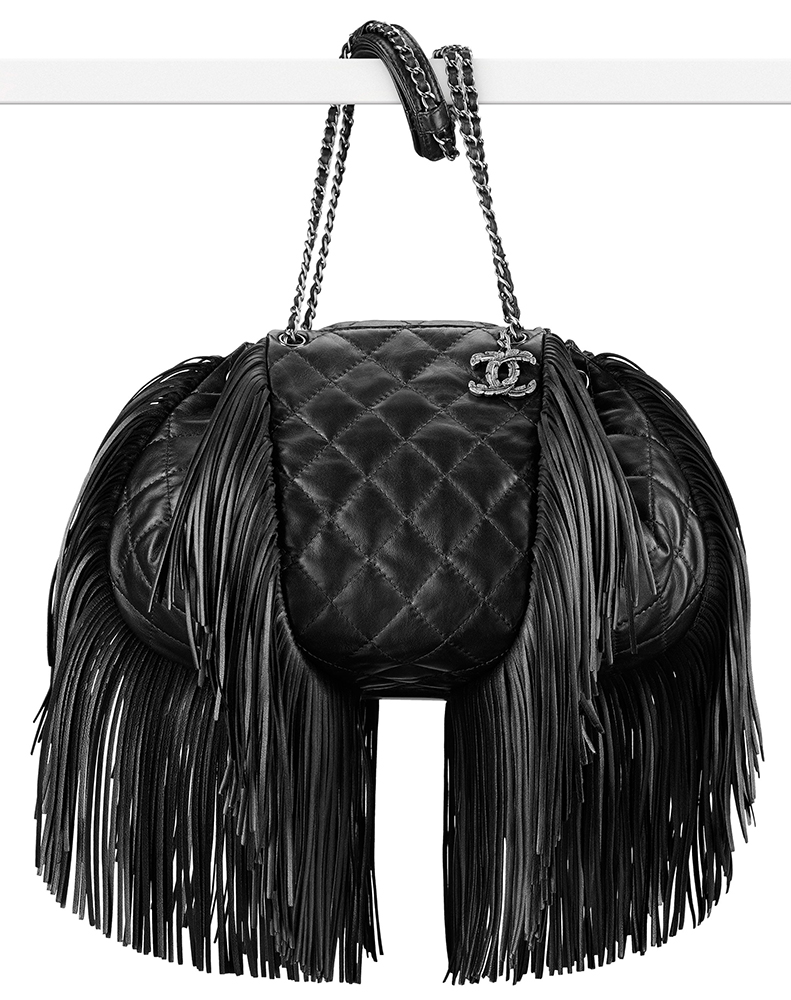 Chanel Lambskin Fringe Drawstring Bag