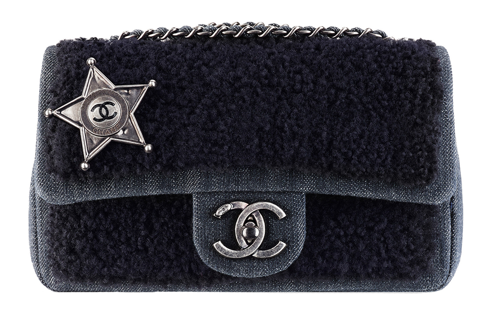 Chanel Sheepskin and Denim Sheriff Star Flap Bag