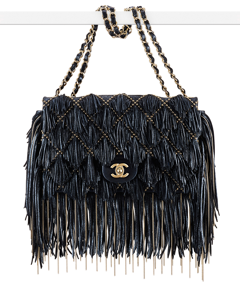 Chanel Sueded Leather Fringe Flap Bag