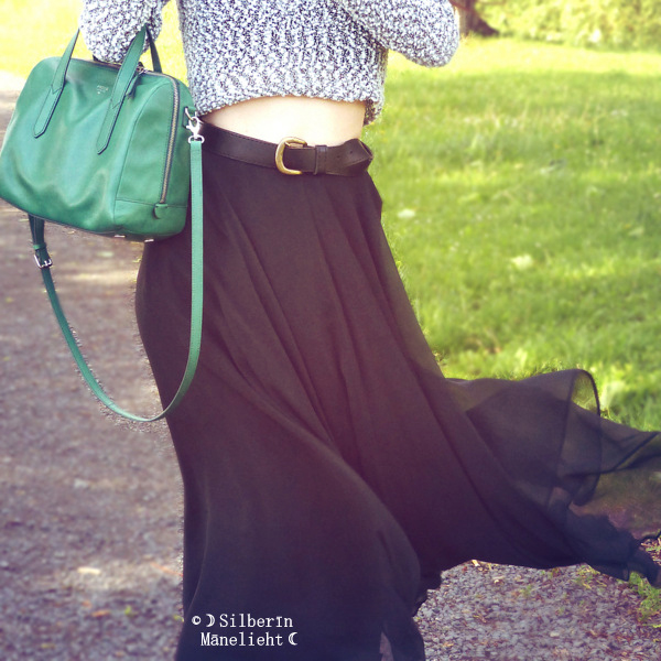 Green Bag Black Skirt